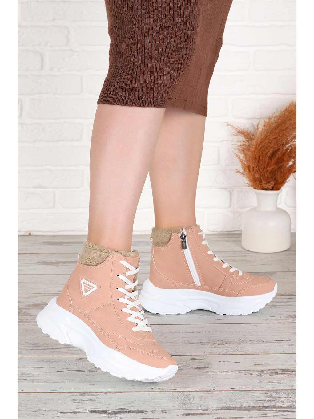 Pembe Acr 123 İçi Termal Kürklü Kadın Bot Ayakkabı