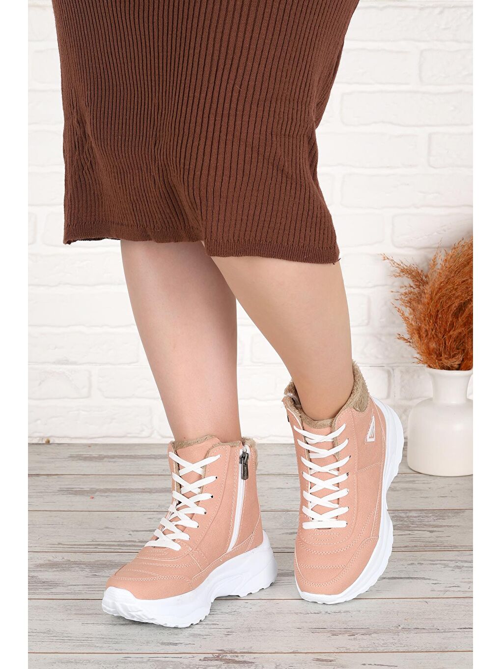 Pembe Acr 123 İçi Termal Kürklü Kadın Bot Ayakkabı-1