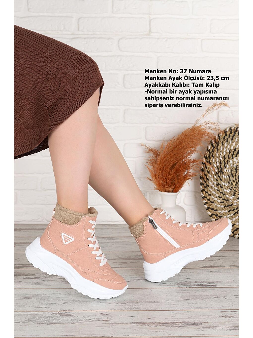 Pembe Acr 123 İçi Termal Kürklü Kadın Bot Ayakkabı-2