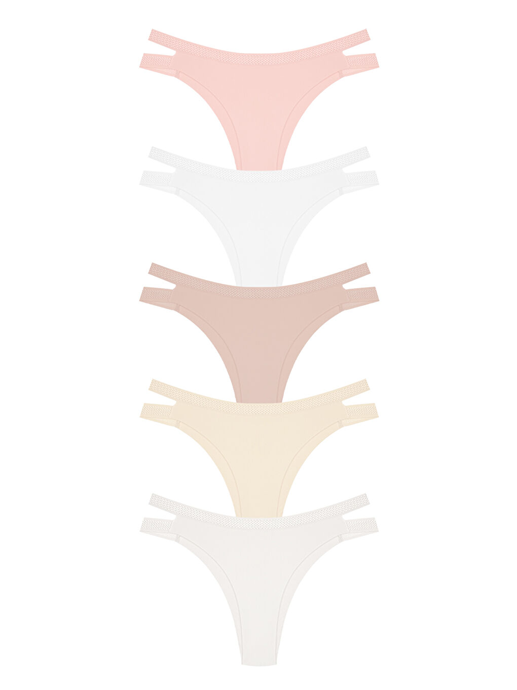 Karışık Çift File Lastikli Lazer Kesim Brezilya Külot 5'Li Paket