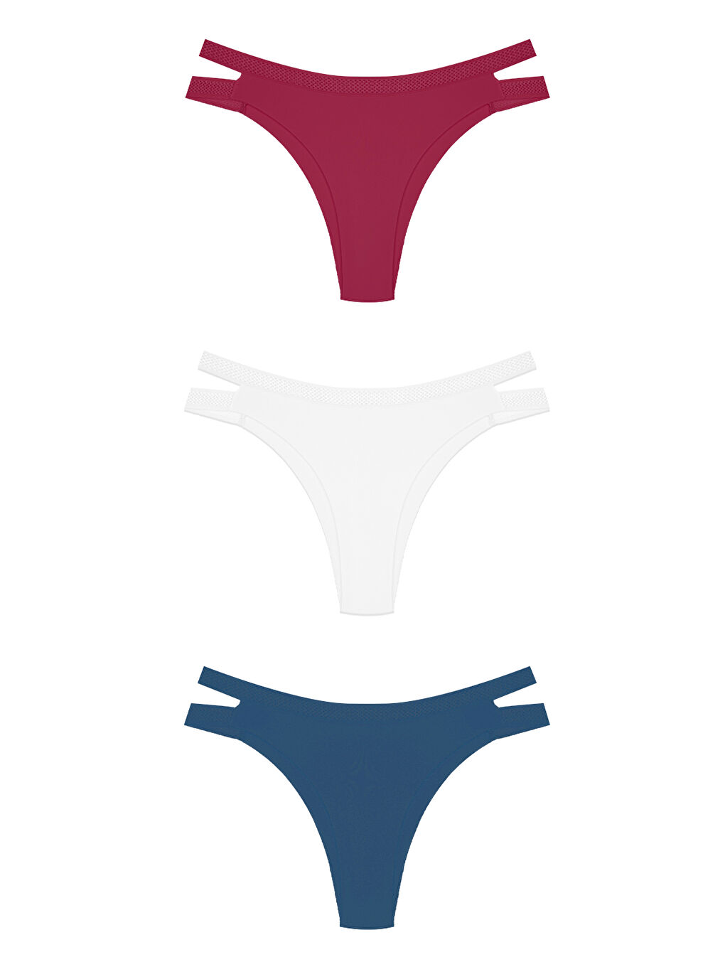 Karışık Çift File Lastikli Lazer Kesim Brezilya Külot 3'Lü Paket - 2