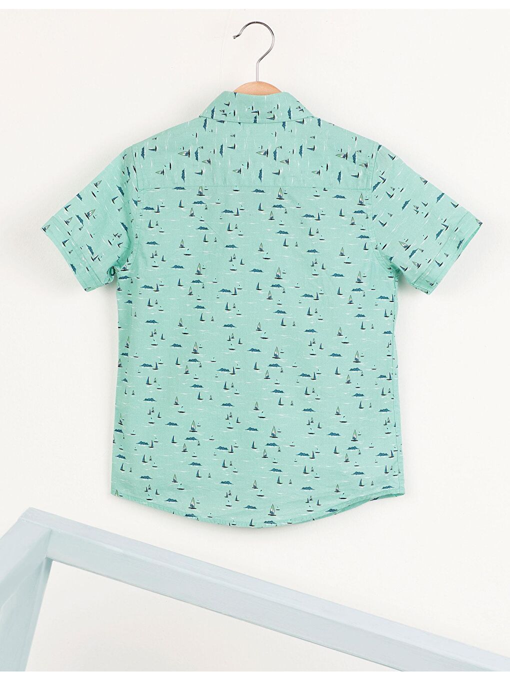 Yeşil Yelkenli Turkuaz Erkek Çocuk Gömlek-3