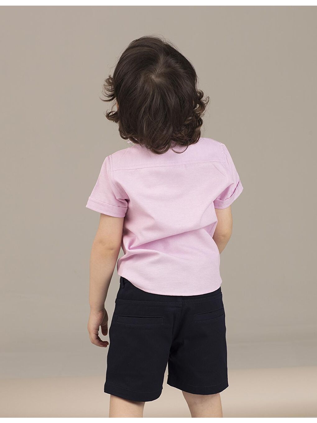 Pembe Pink Dokuma Erkek Çocuk Gömlek-1