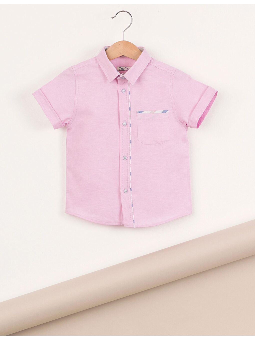 Pembe Pink Dokuma Erkek Çocuk Gömlek-2