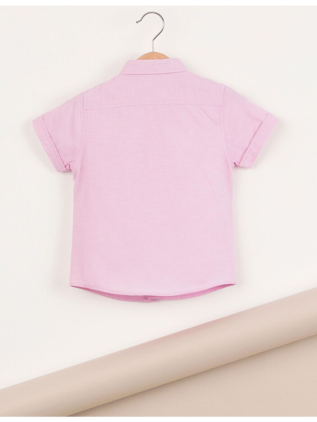 Pembe Pink Dokuma Erkek Çocuk Gömlek-3
