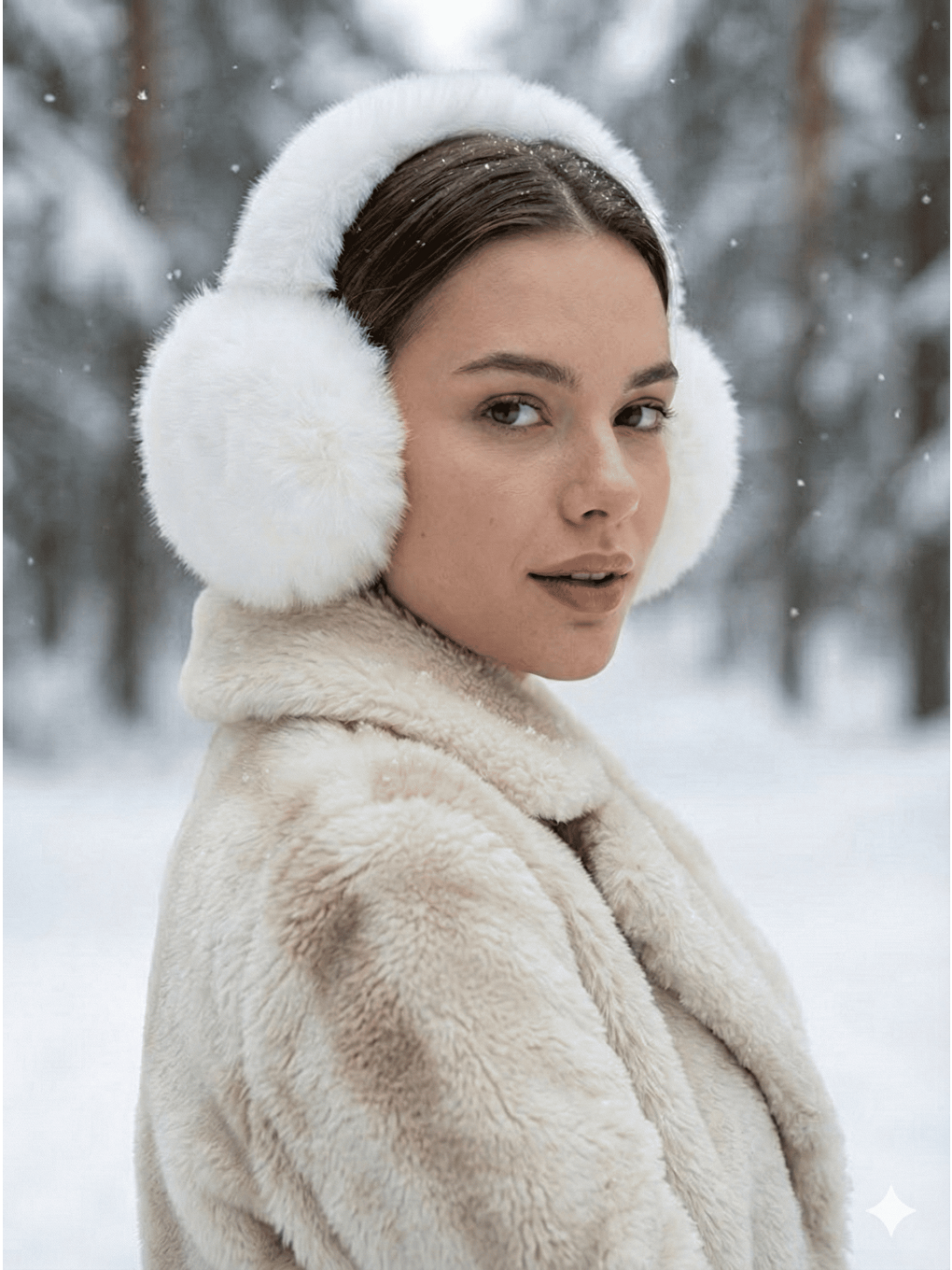 Pelüş Katlanabilir Ekru Tüylü Kulaklık Soğuğa Karşı Ekstra Koruma-1