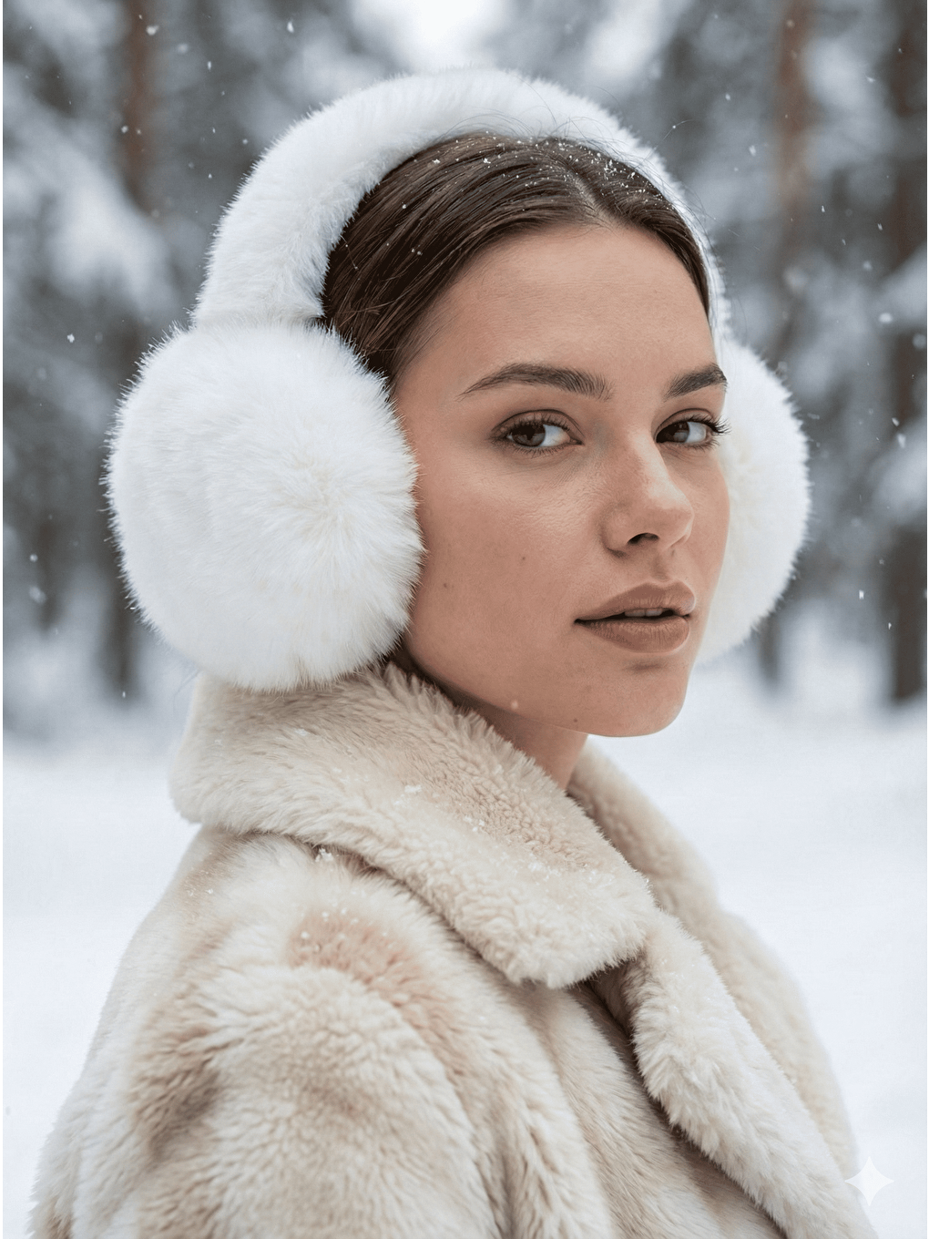 Pelüş Katlanabilir Ekru Tüylü Kulaklık Soğuğa Karşı Ekstra Koruma-2