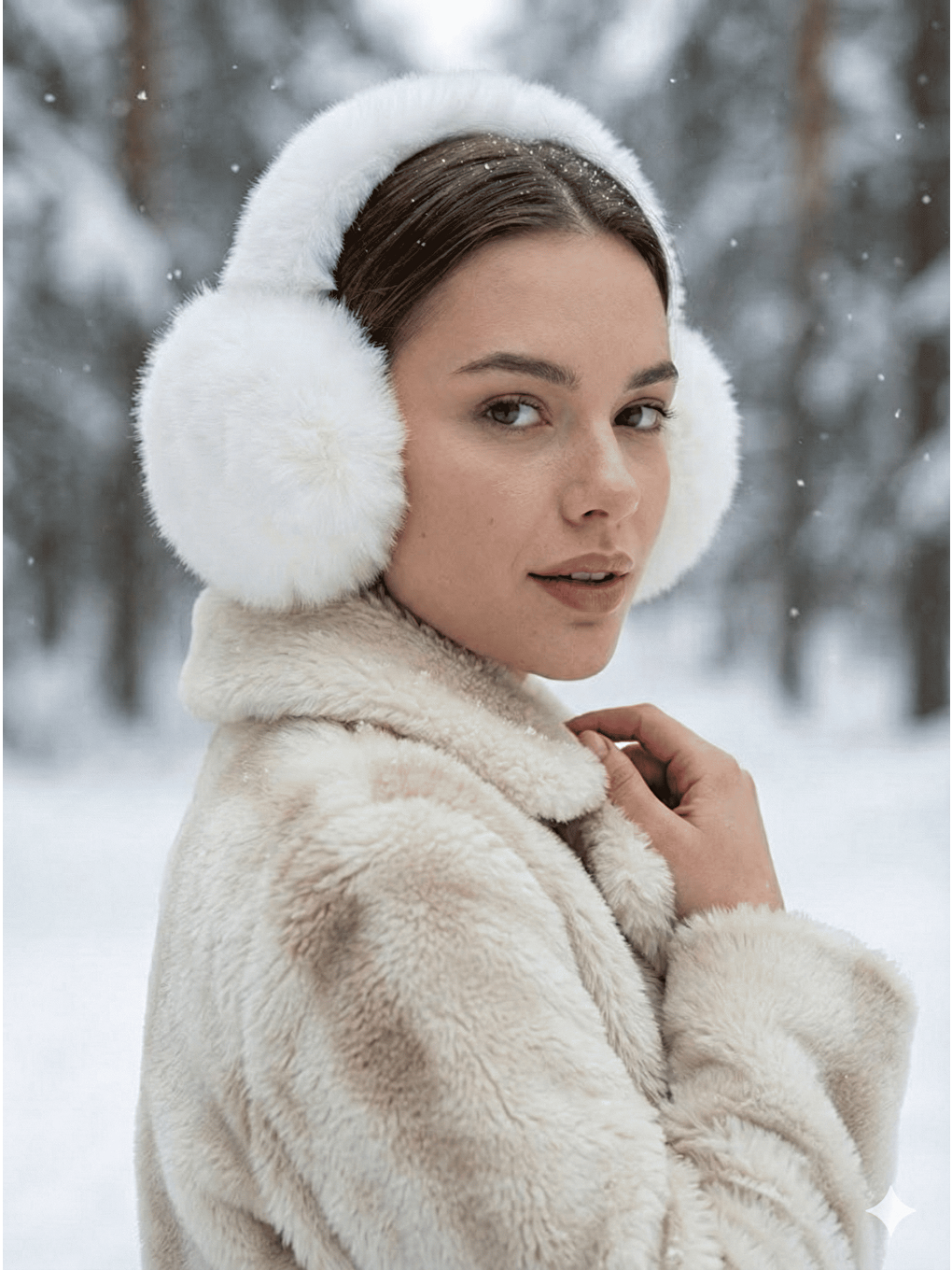 Pelüş Katlanabilir Ekru Tüylü Kulaklık Soğuğa Karşı Ekstra Koruma-3