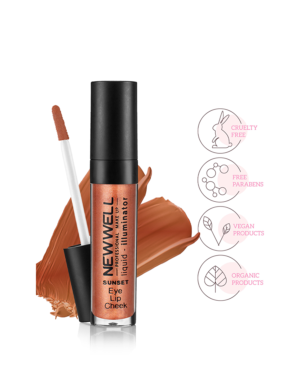 New Well Şeftali Liquid Illuminator Aydınlatıcı Allık 3 in 1 - Sunset - 1