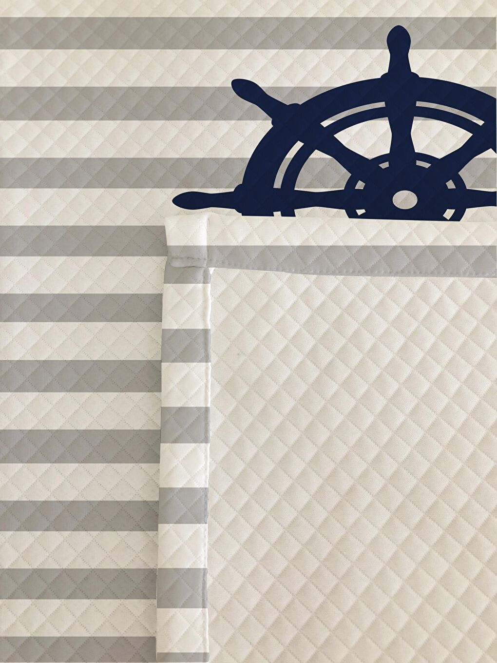 Karışık Marin ve Çıpa Desen Tek Kişilik Çocuk Pike Takımı 160x220 cm-2