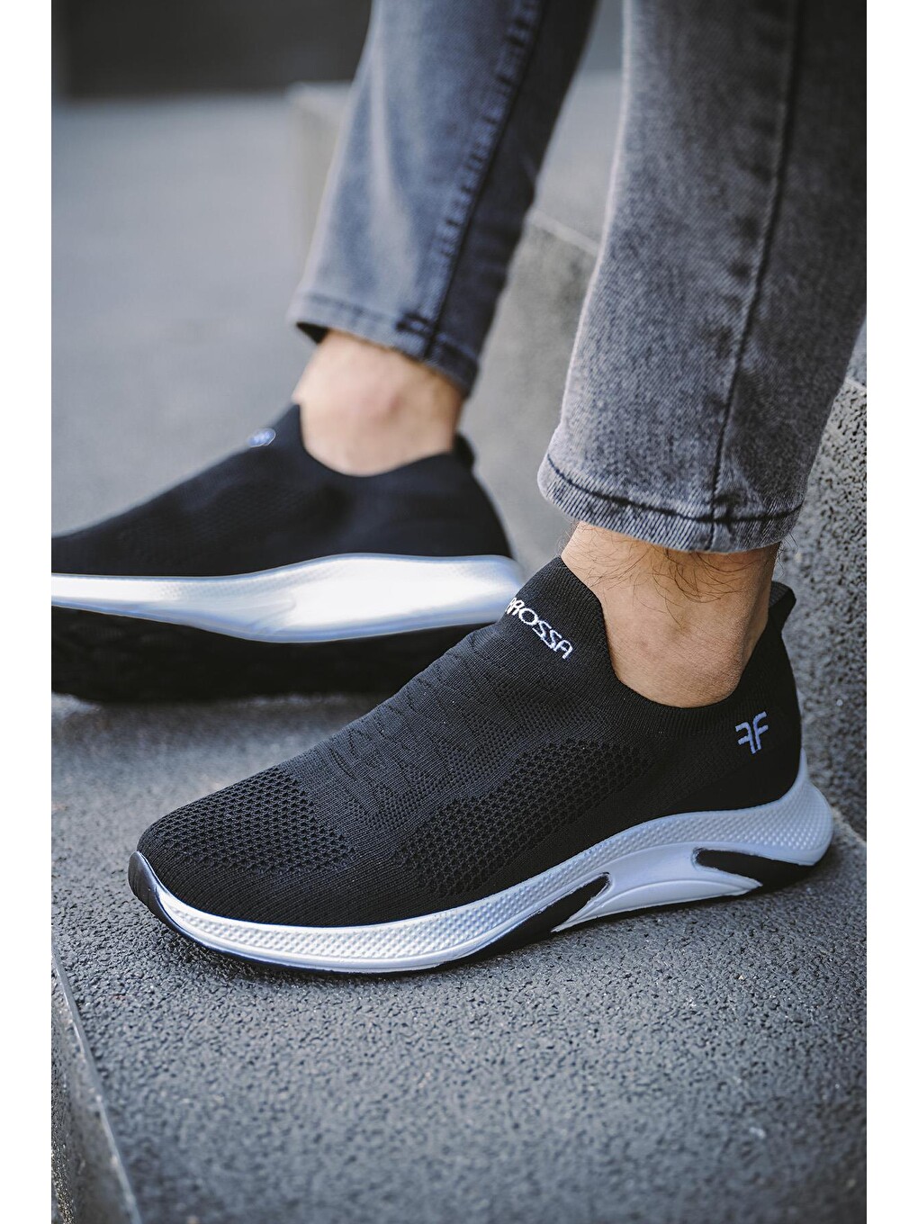 Siyah Ossa Slip On Nefes Alan Kalın Taban Erkek Sneaker-3