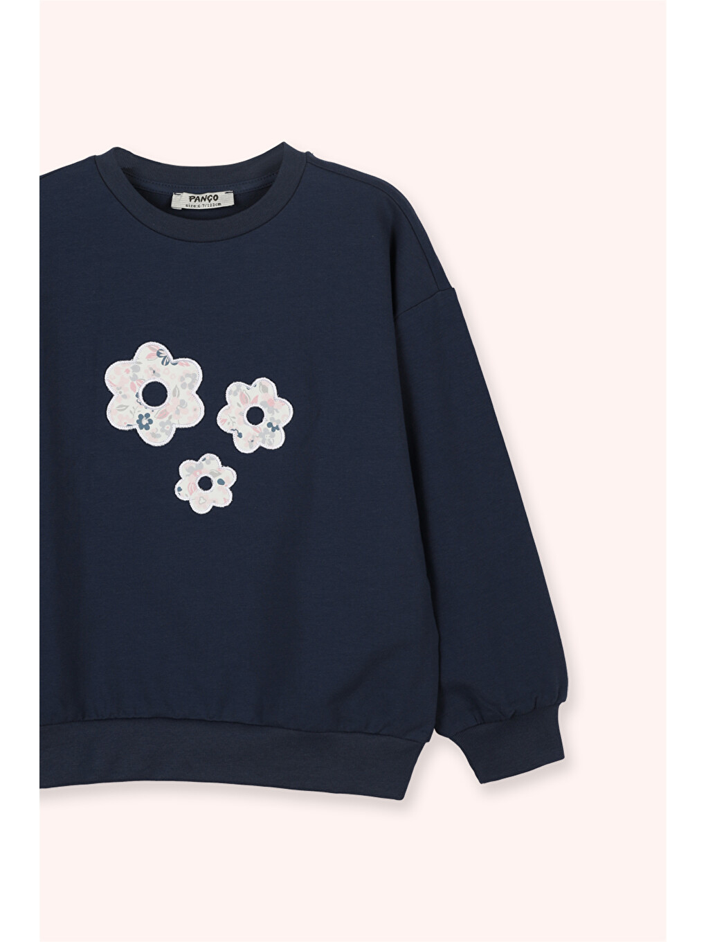 Kız Çocuk Çiçek Aplike Detaylı Sweatshirt Lacivert-2