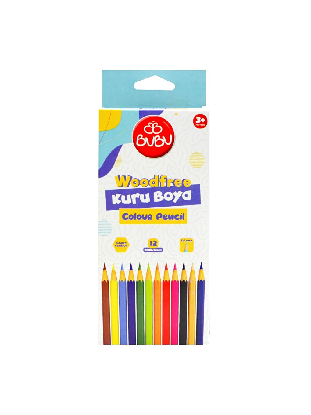 Bubu Karışık Asorti Woodfree Kuru Boya Tam Boy 12 Renk -KUR001