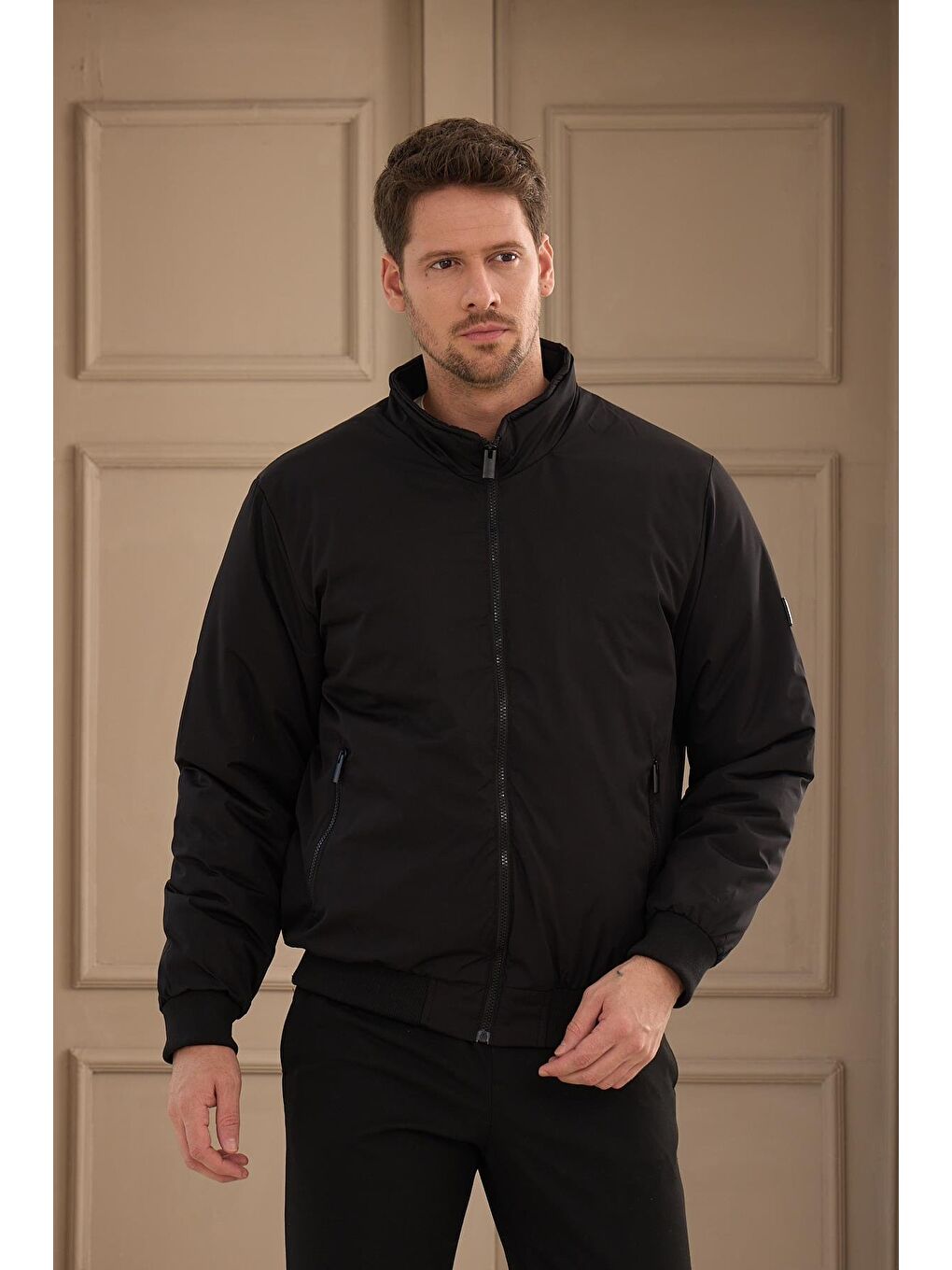 Erkek Su Geçirmez Şişme Mont Ceket Siyah