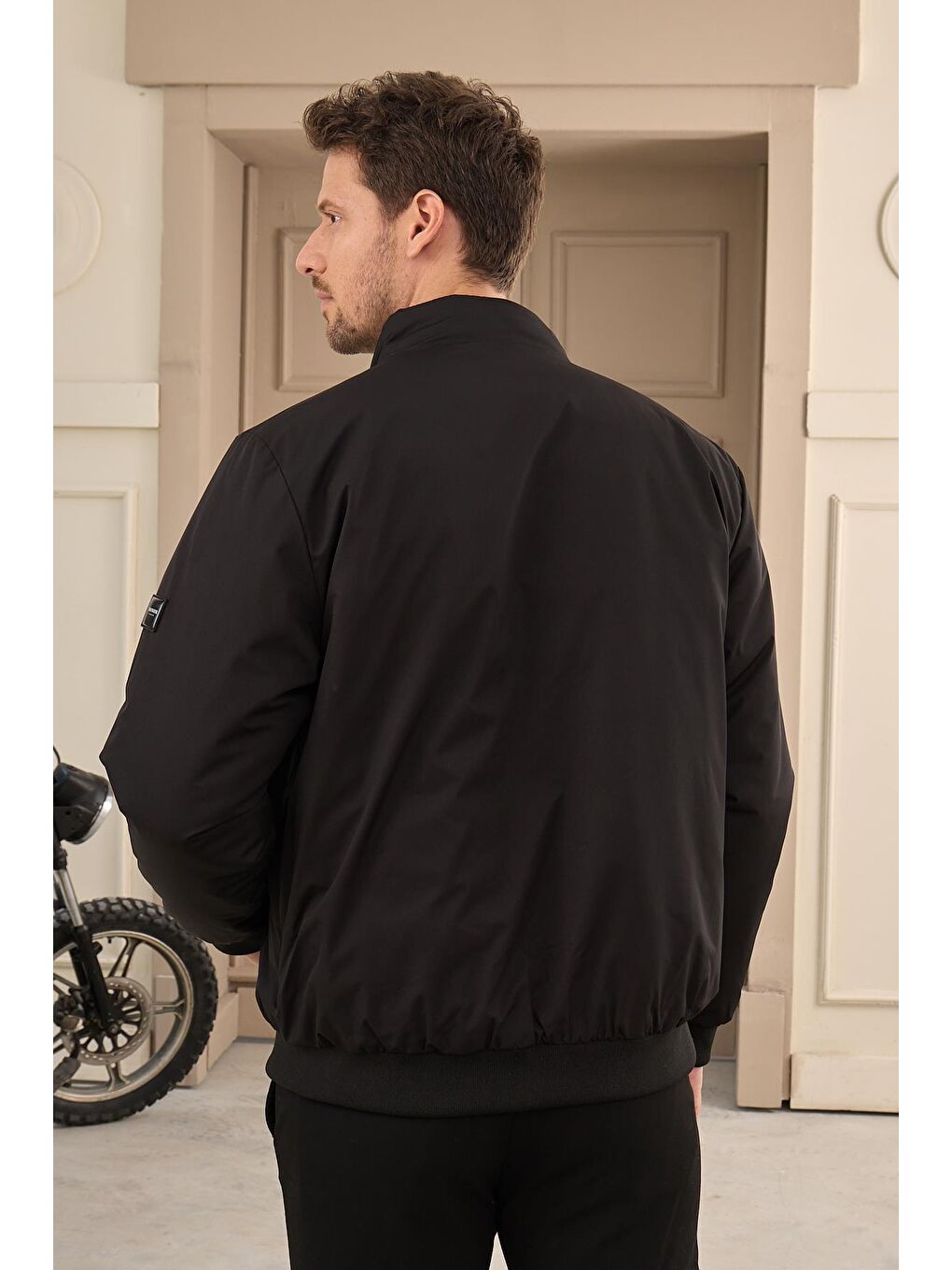 Erkek Su Geçirmez Şişme Mont Ceket Siyah-6