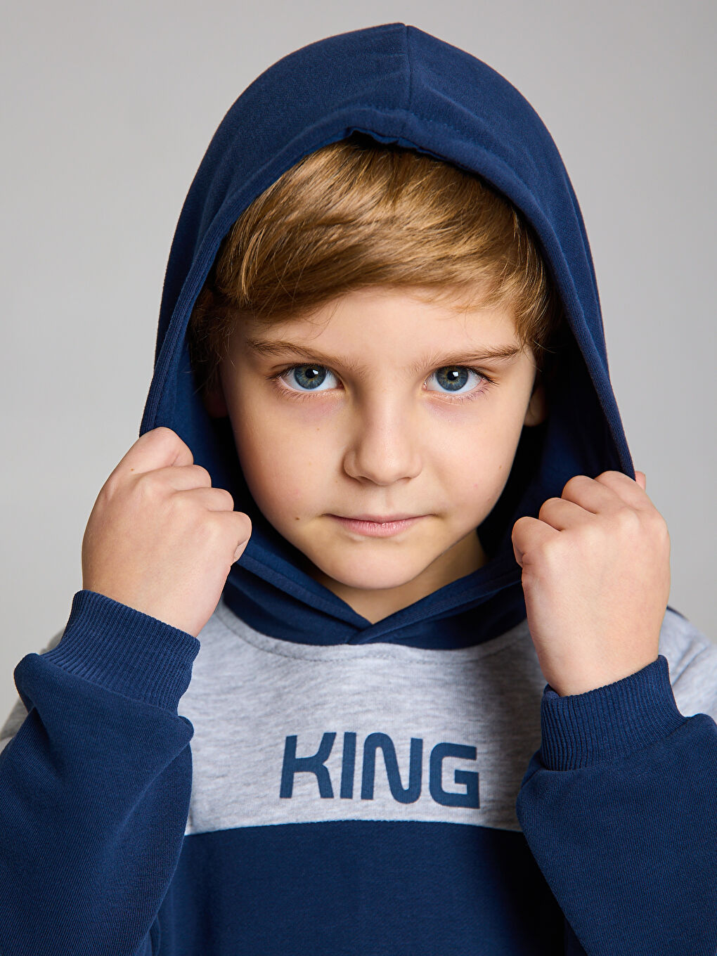 Lacivert Kapüşonlu Erkek Bebek Sweatshirt ve Eşofman Alt 2 li Takım-4