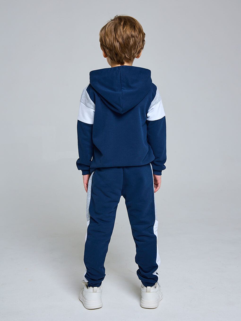 Lacivert Kapüşonlu Erkek Bebek Sweatshirt ve Eşofman Alt 2 li Takım-5