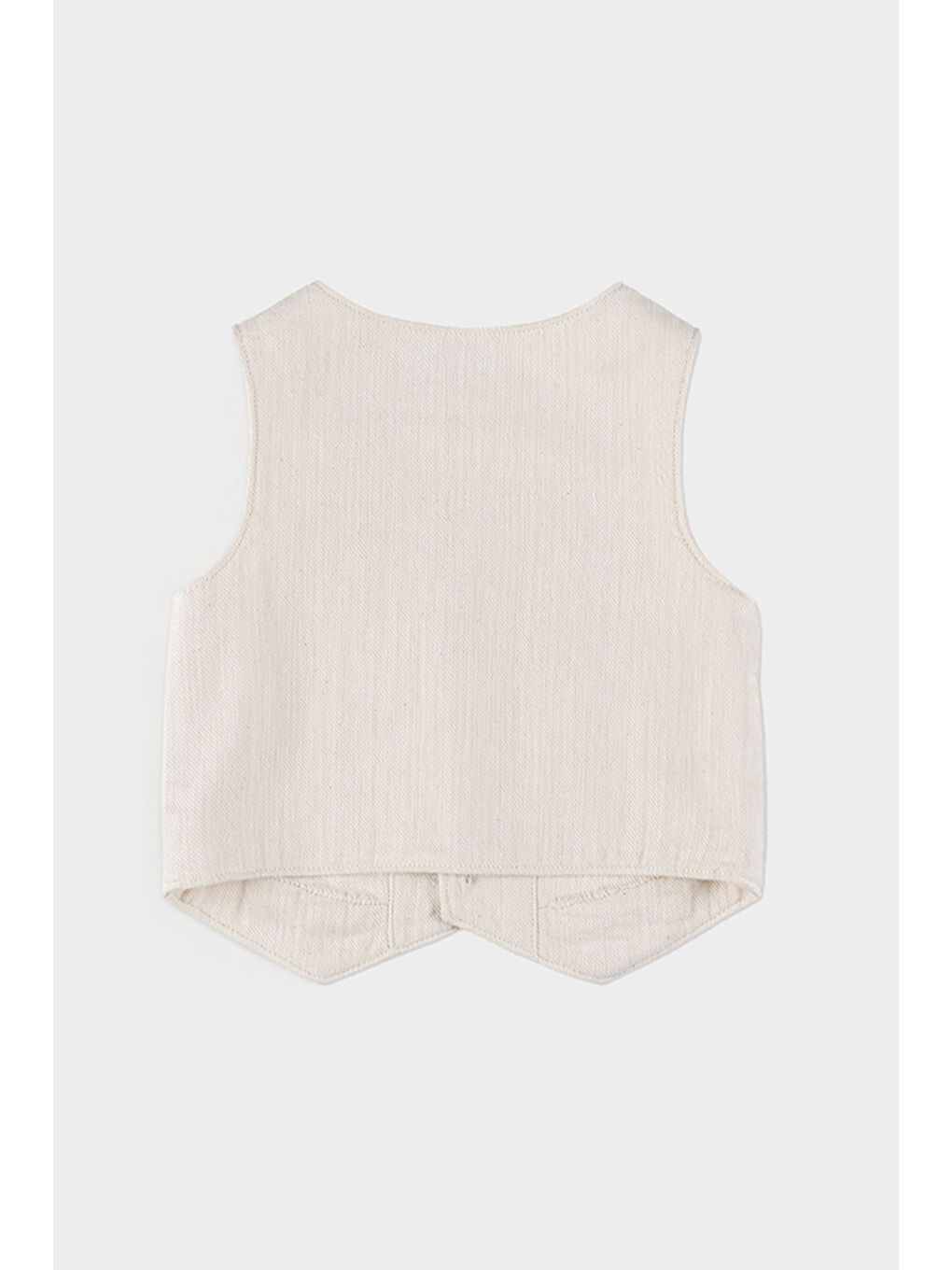 Bej Erkek Çocuk Düğme Detaylı Yelek-1
