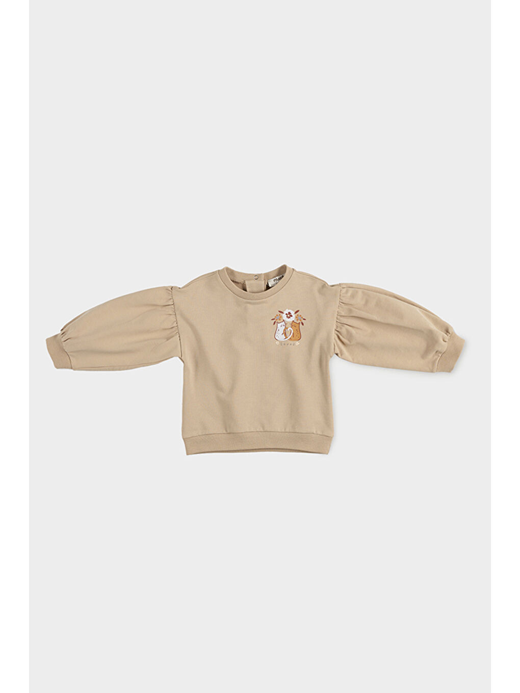 Bej Kız Çocuk Baskı Detaylı Sweatshirt
