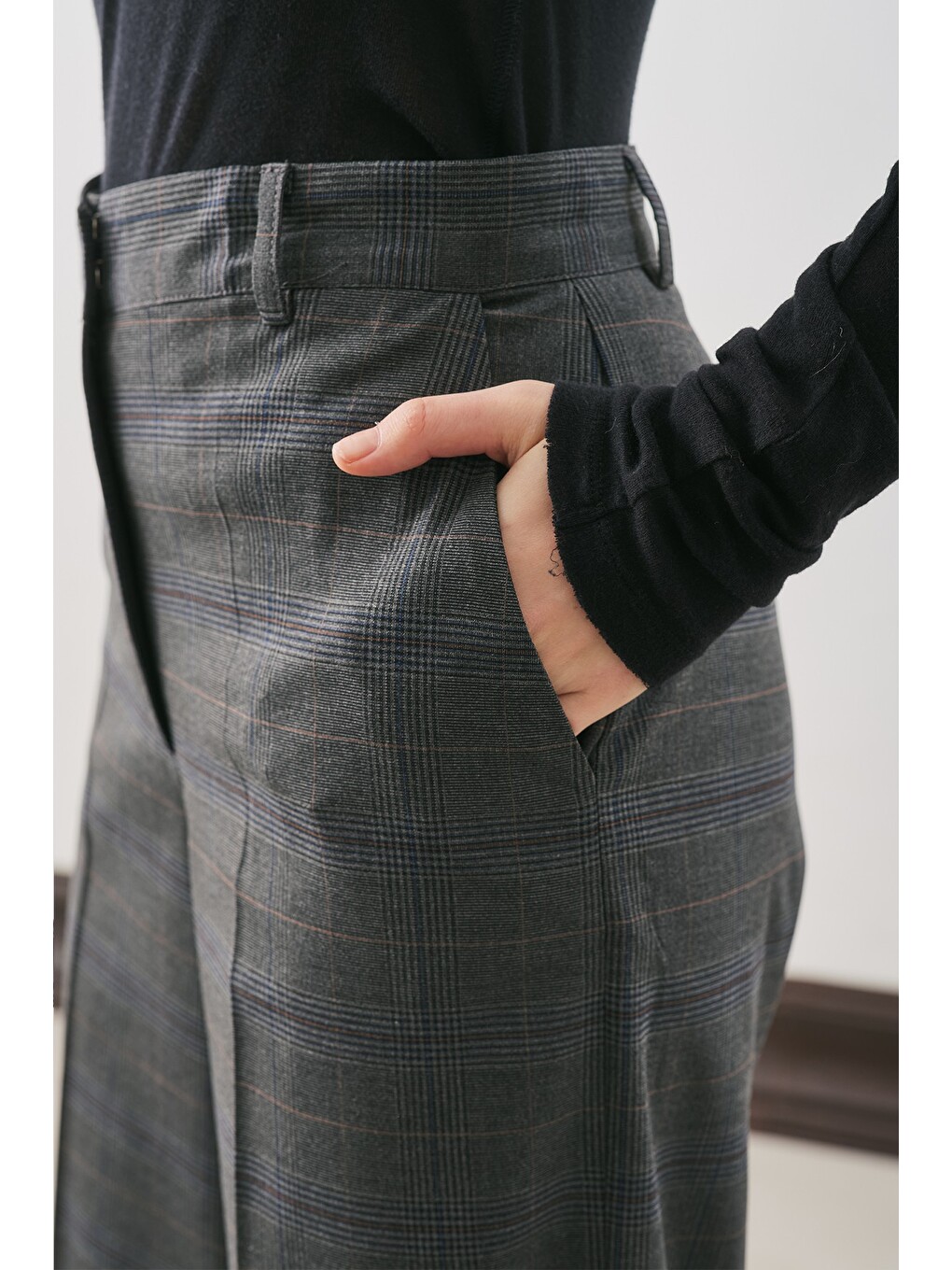 Klasik Ekose Pantolon Gri Ekose-3