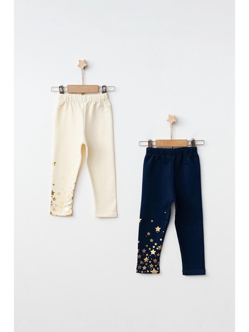 Lacivert Yıldız Baskılı 2'li Tayt 54878