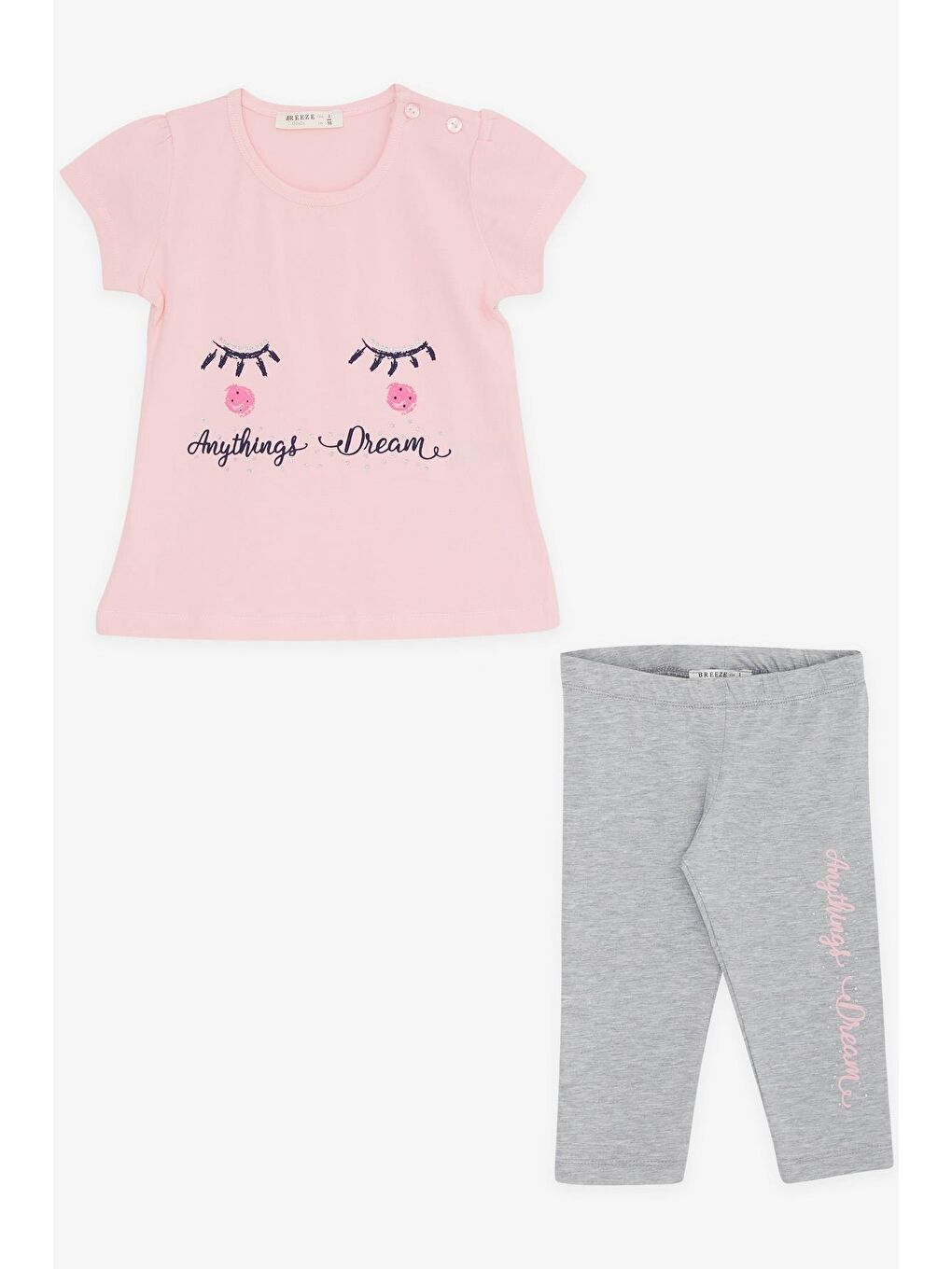 Kız Çocuk Kapri Taytlı Takım Rüya Temalı Pembe (1-4 Yaş)-5