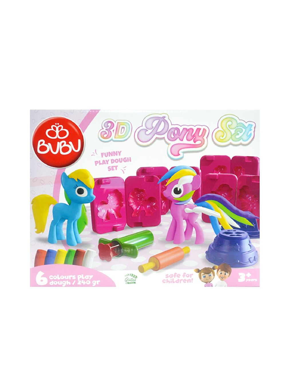 Bubu 3D Unicorn Oyun Hamuru Kalıbı Ve 6 Renk Oyun Hamuru Set - 1