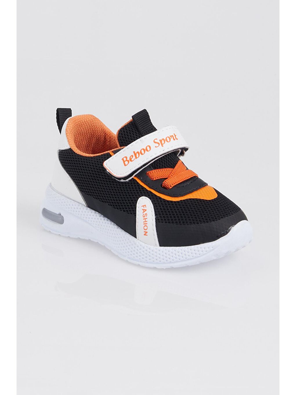 Çocuk Unisex Siyah Turuncu Nefes Alabilen Kumaş Cırtlı Spor Ayakkabı-3