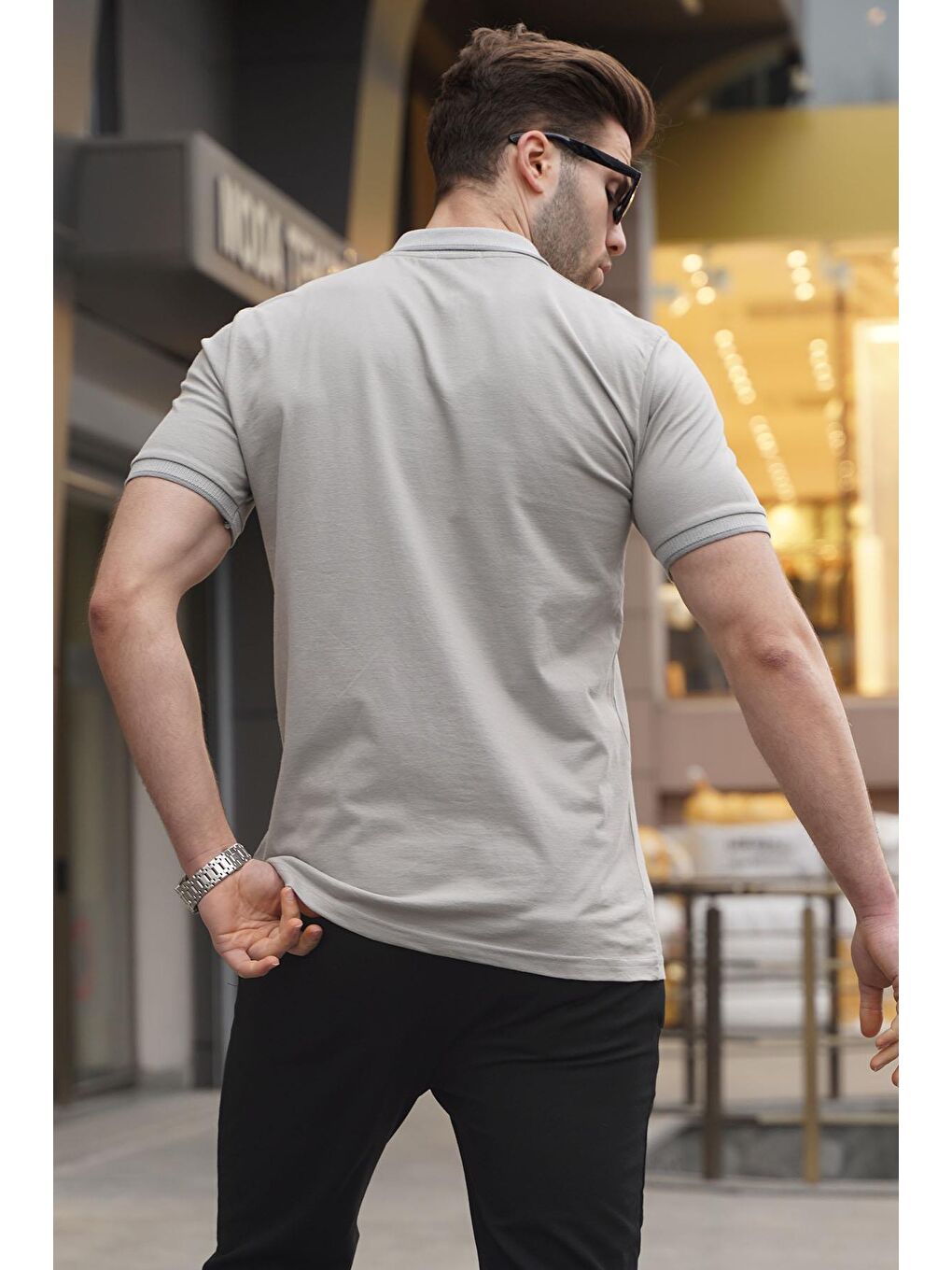 Boyalı Gri Regular Fit Erkek Polo Yaka Tişört 6105-1