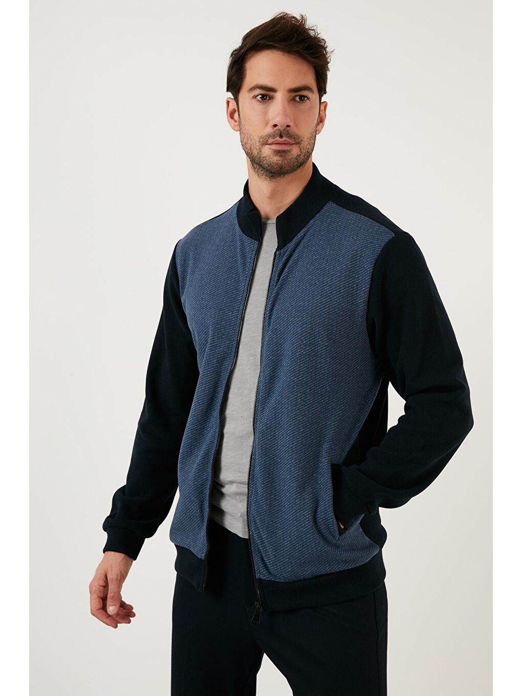 İndigo Pamuklu Regular Fit Fermuarlı Dik Yaka Hırka 59052112-1