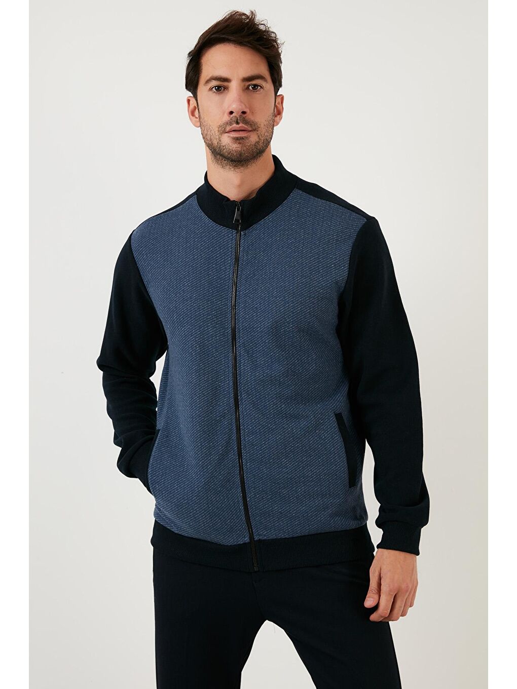 İndigo Pamuklu Regular Fit Fermuarlı Dik Yaka Hırka 59052112-2