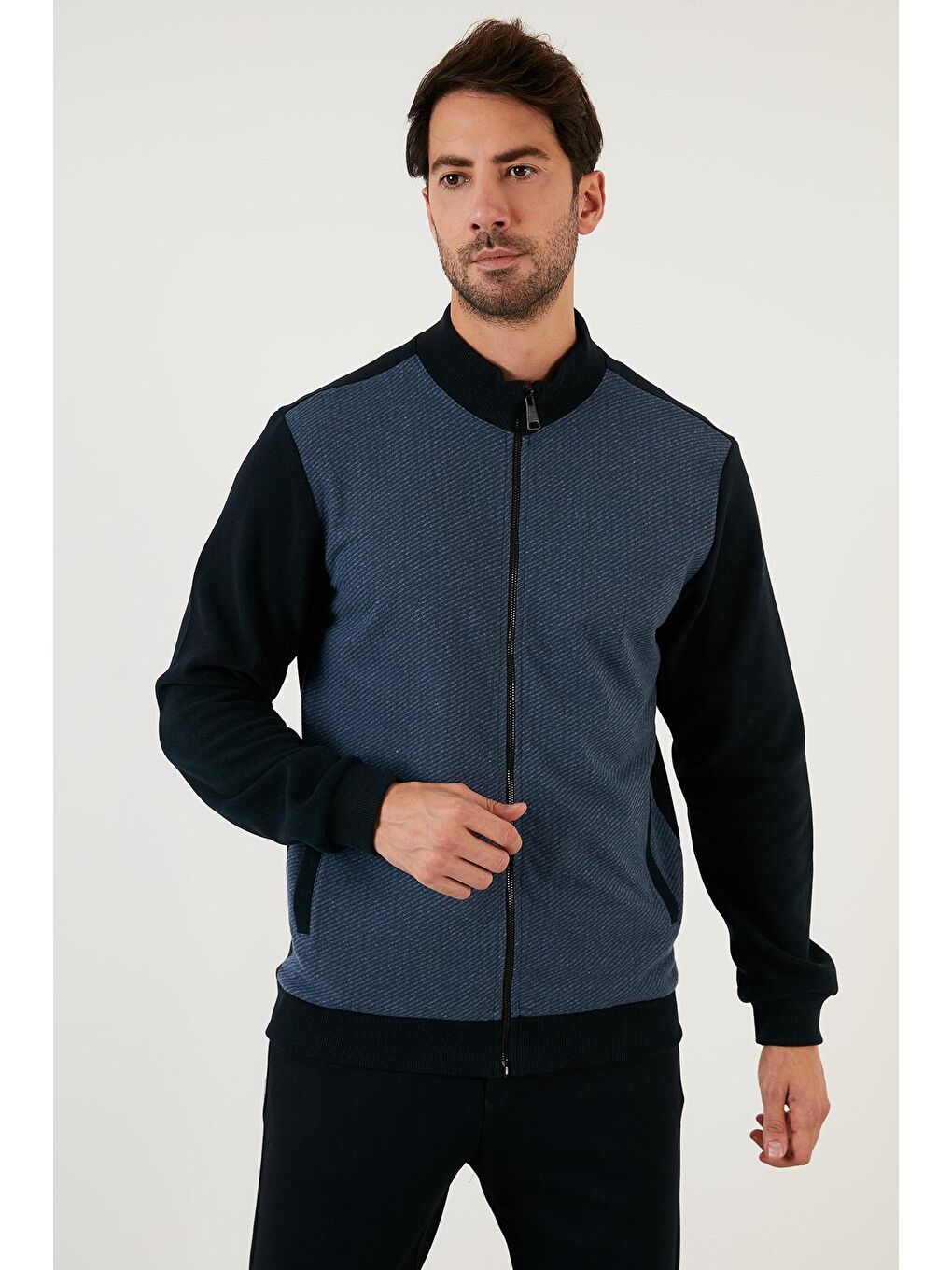 İndigo Pamuklu Regular Fit Fermuarlı Dik Yaka Hırka 59052112-3