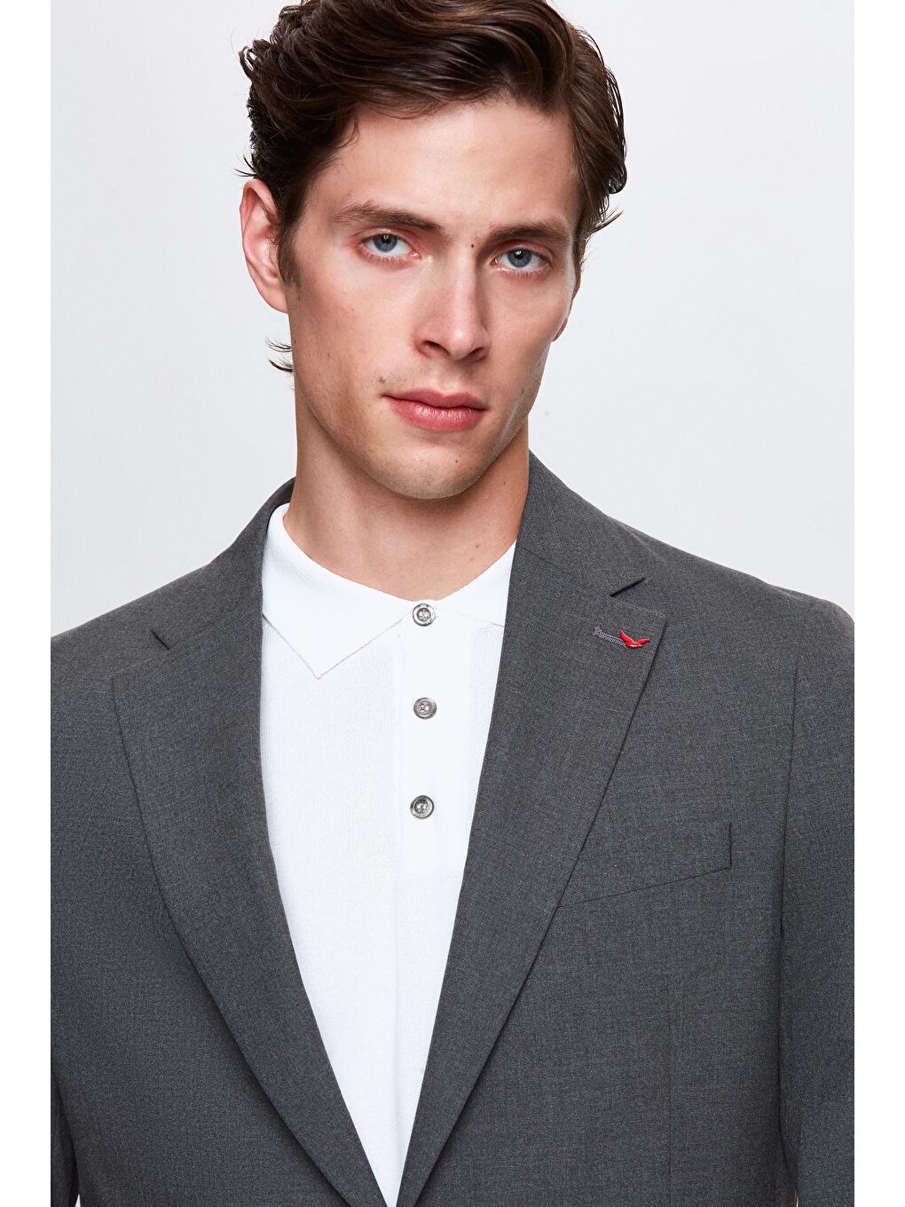 Slim Fit Gri Düz Elastanlı Esnek Mono Yaka Çift Yırtmaçlı Astarlı Takim Elbise-2