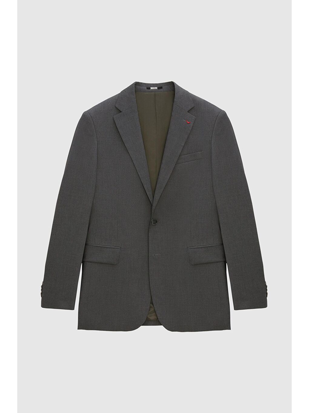 Slim Fit Gri Düz Elastanlı Esnek Mono Yaka Çift Yırtmaçlı Astarlı Takim Elbise-4