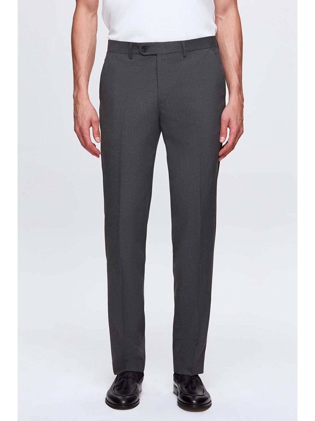 Slim Fit Gri Düz Elastanlı Esnek Mono Yaka Çift Yırtmaçlı Astarlı Takim Elbise-8