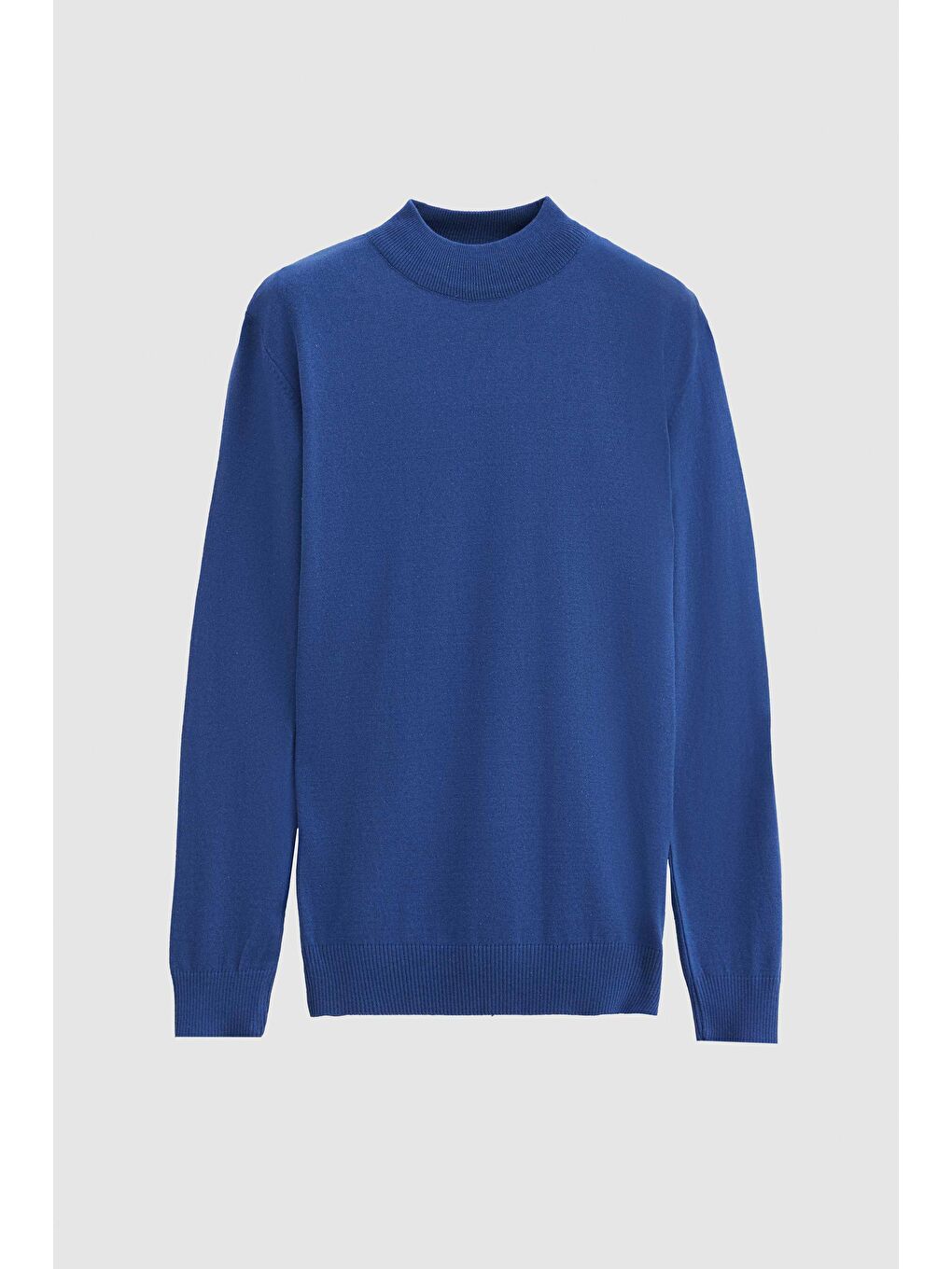 Regular Fit Mavi Pamuk Karışımlı Yarım Balıkçı Triko Kazak-4