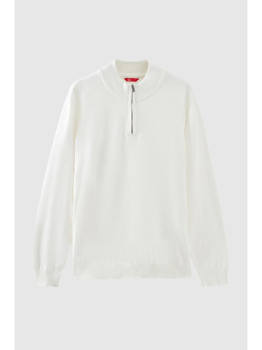 Slim Fit Ekru Yarım Fermuarlı Triko Kazak-4