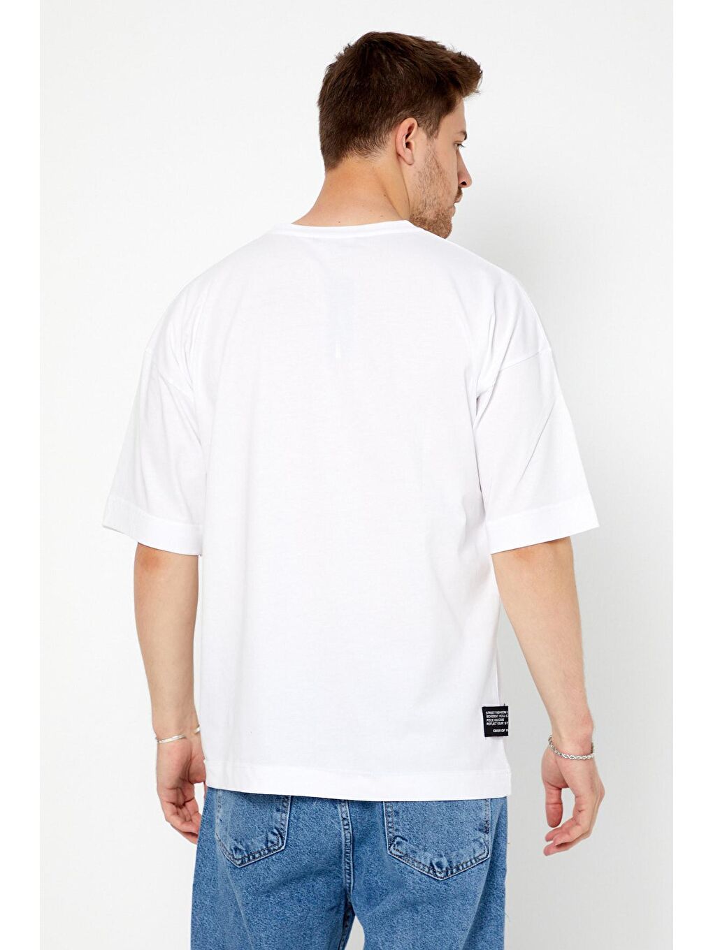 Siyah Erkek Çok Renkli 2'li Basic Oversize Bisiklet Yaka Kısa Kollu Tişört-5