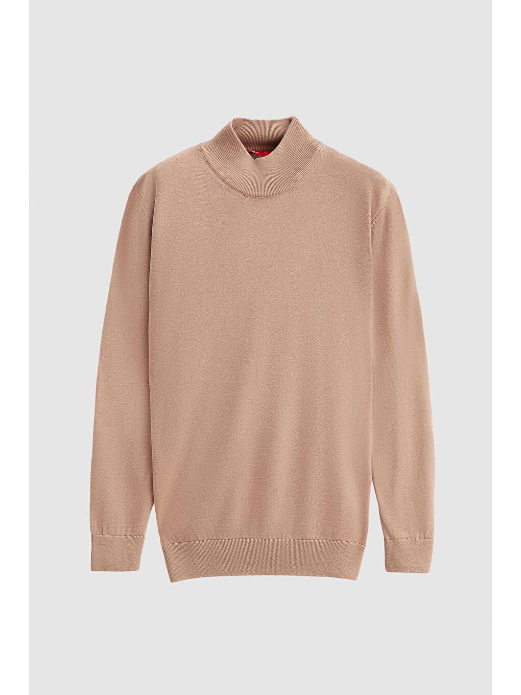 Regular Fit Bej Pamuk Karışımlı Yarım Balıkçı Triko Kazak-4