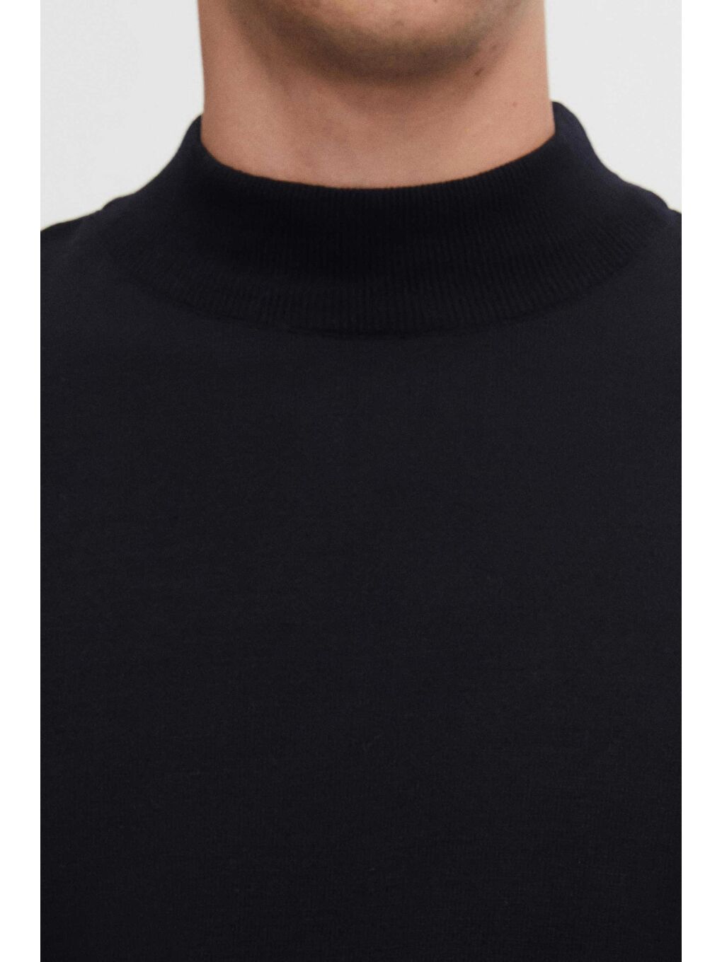 Regular Fit Lacivert Pamuk Karışımlı Yarım Balıkçı Triko Kazak-2