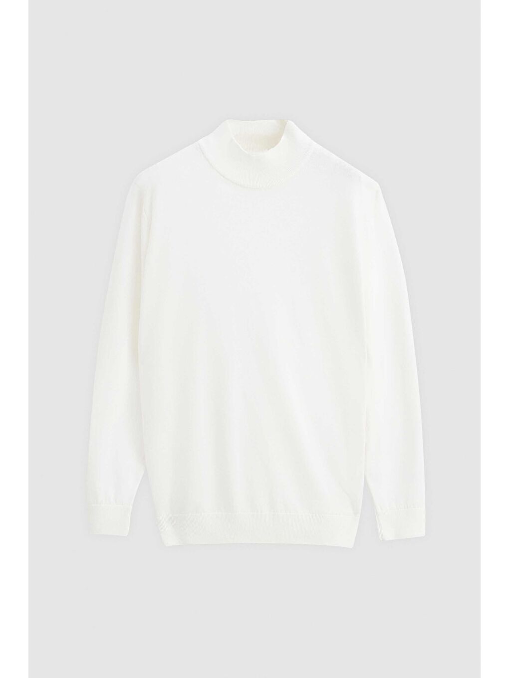 Regular Fit Ekru Pamuk Karışımlı Yarım Balıkçı Triko Kazak-4