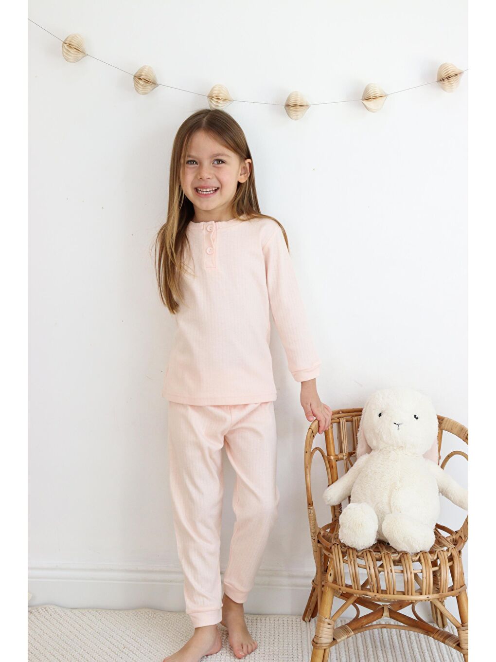 Harika KIDS Somon Kız-Erkek (Unisex) Çocuk İnterlok  Kumaş Orta Kalınlıkta  Pamuklu Pijama Takımı - 1