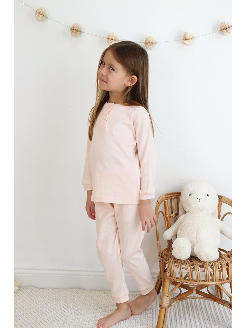 Harika KIDS Somon Kız-Erkek (Unisex) Çocuk İnterlok  Kumaş Orta Kalınlıkta  Pamuklu Pijama Takımı - 3