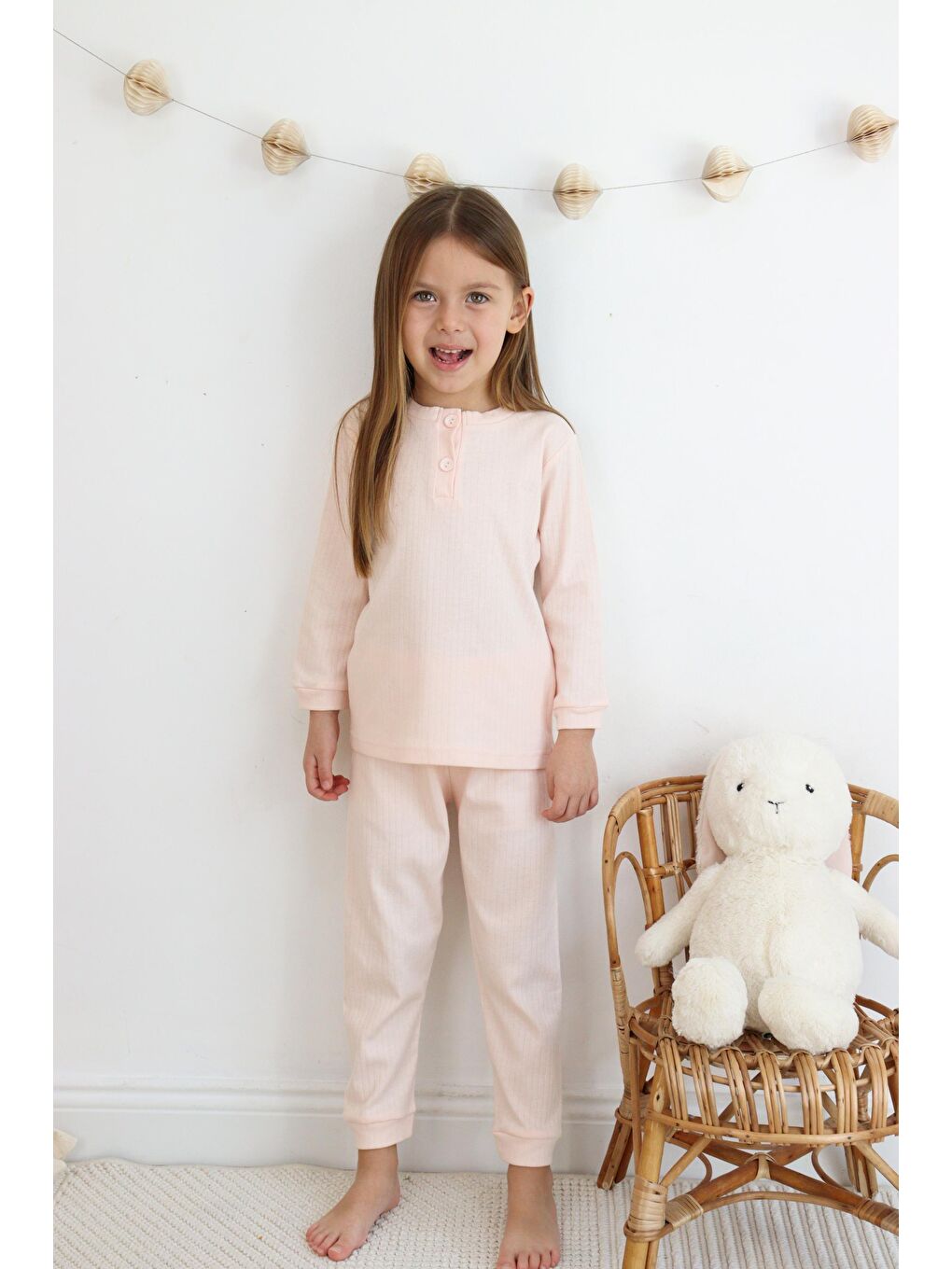 Harika KIDS Somon Kız-Erkek (Unisex) Çocuk İnterlok  Kumaş Orta Kalınlıkta  Pamuklu Pijama Takımı - 4