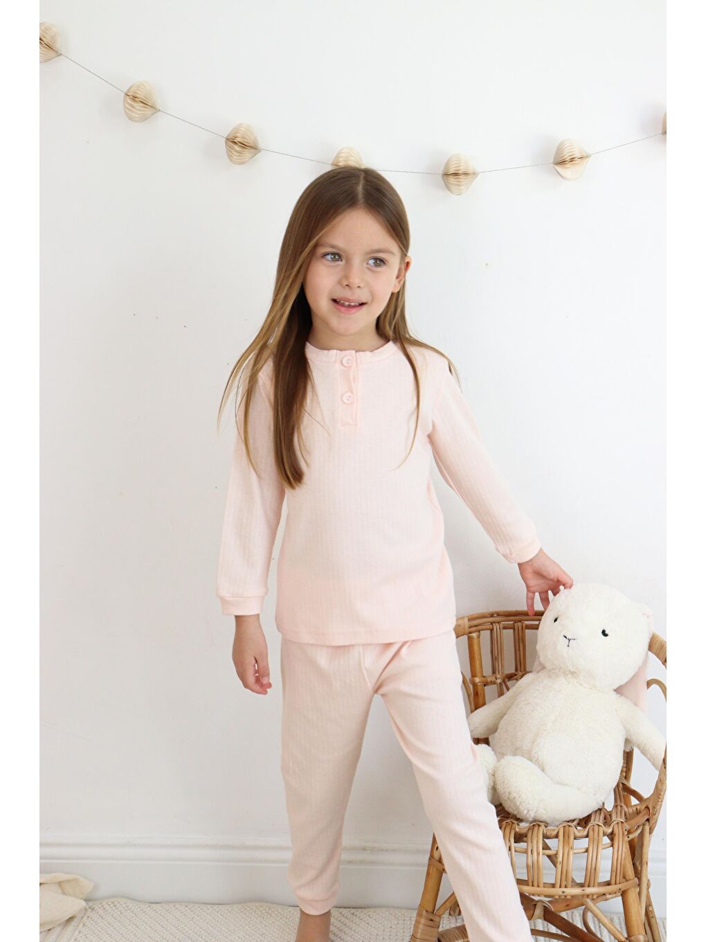 Harika KIDS Somon Kız-Erkek (Unisex) Çocuk İnterlok  Kumaş Orta Kalınlıkta  Pamuklu Pijama Takımı - 7