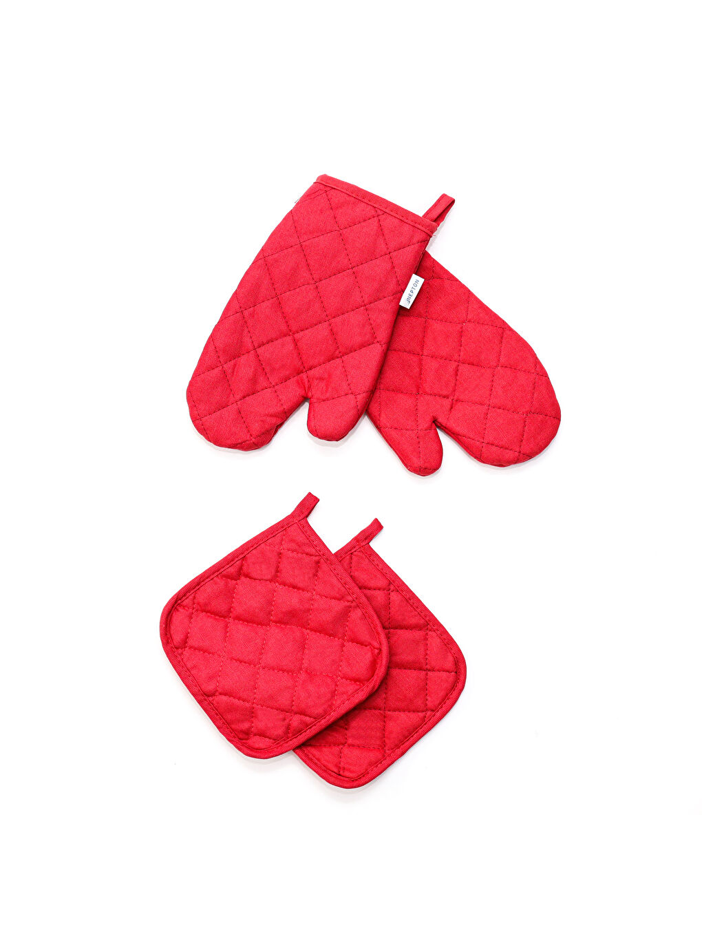 Kırmızı ırmızı Kapitone Fırın Eldiveni Ve Tutacak Seti