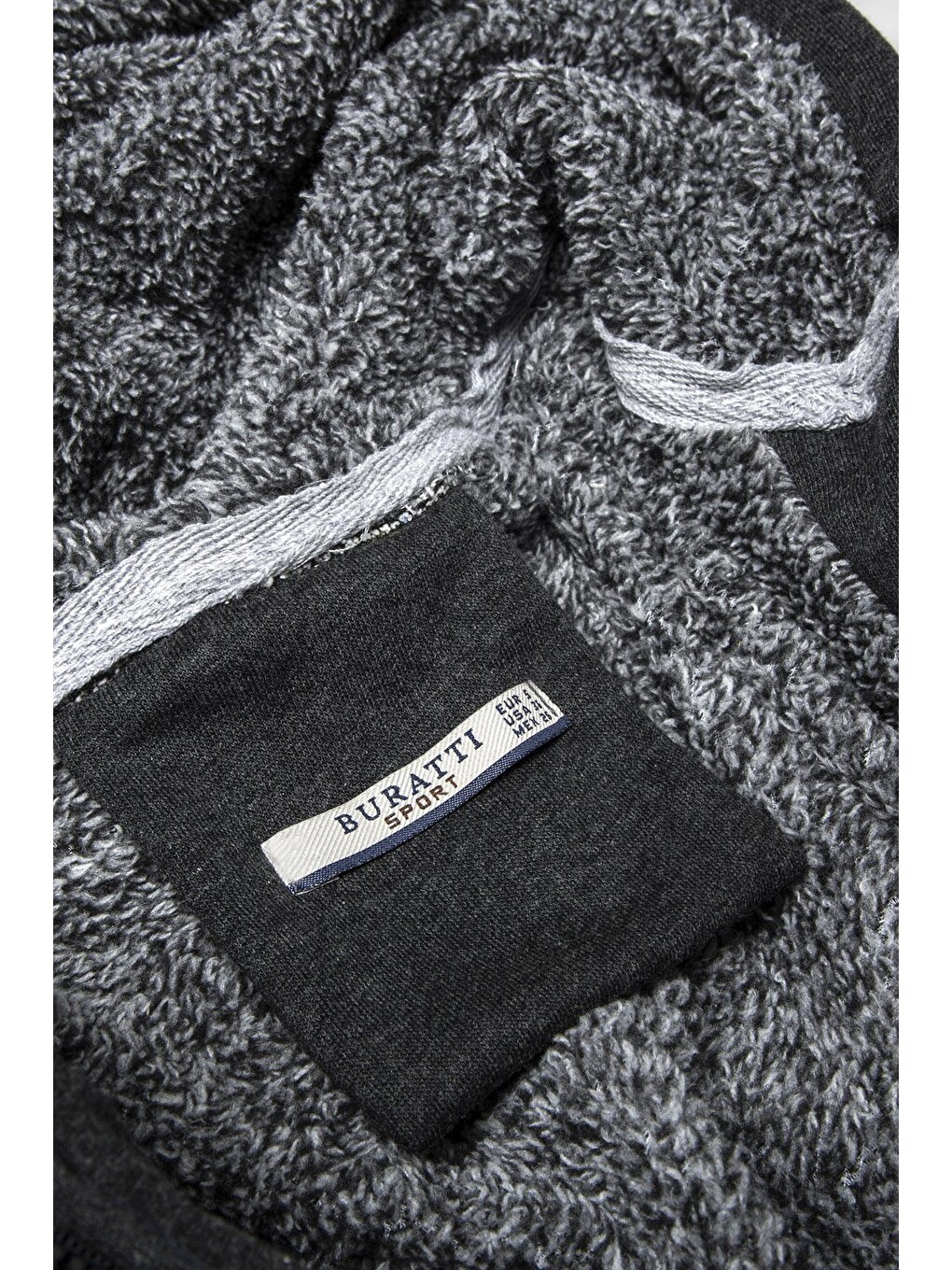 Gri İçi Kürklü Kapüşonlu Erkek Fermuarlı Sweatshirt Hırka Slim Fit 575708-2