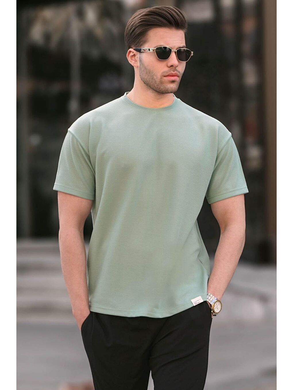 Mint Yeşili Regular Fit Basic Erkek Tişört 6099
