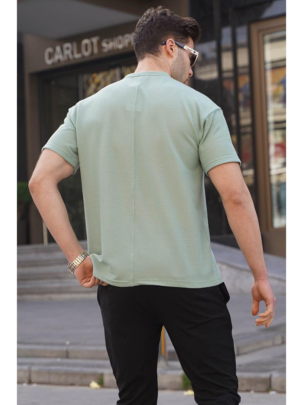Mint Yeşili Regular Fit Basic Erkek Tişört 6099-1