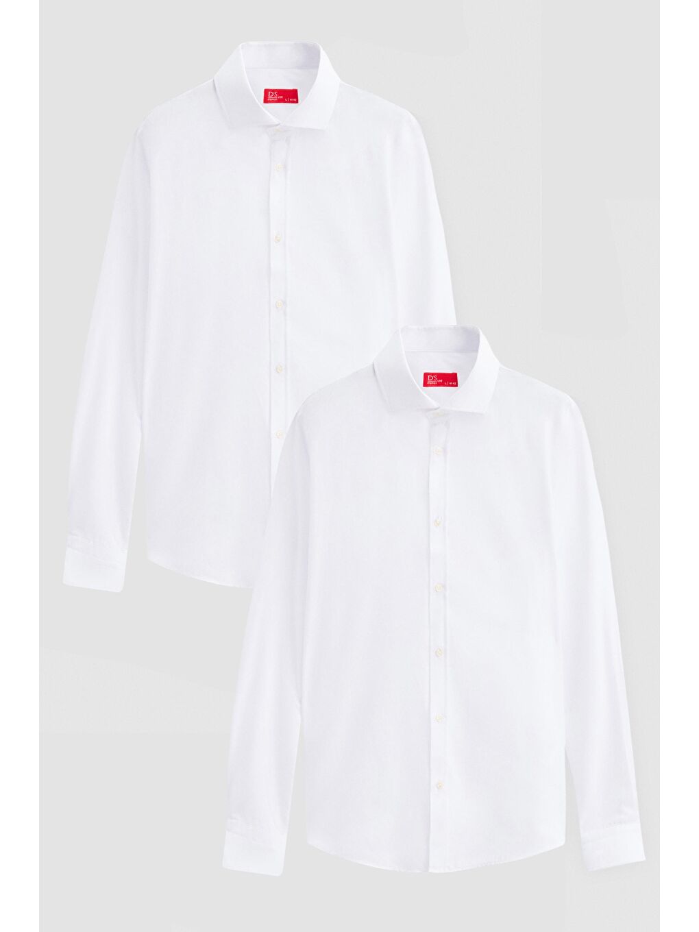 Slim Fit Beyaz İtalyan Yaka Kolay Ütülenebilir 2'Li Gömlek